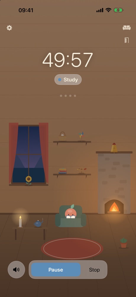 Inside the cabin at night