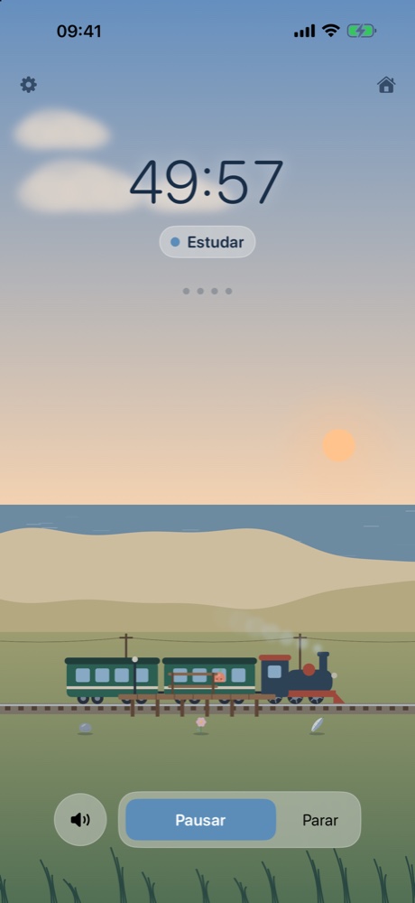 O timer no iPhone: o trem no campo na hora dourada